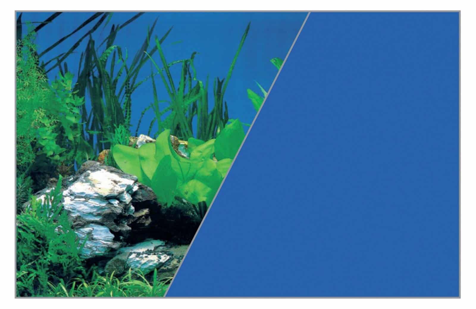 ZOLUX Aquarium-Hintergrund beidseitig 50 x 80 cm Pflanzen/Felsen – Blau