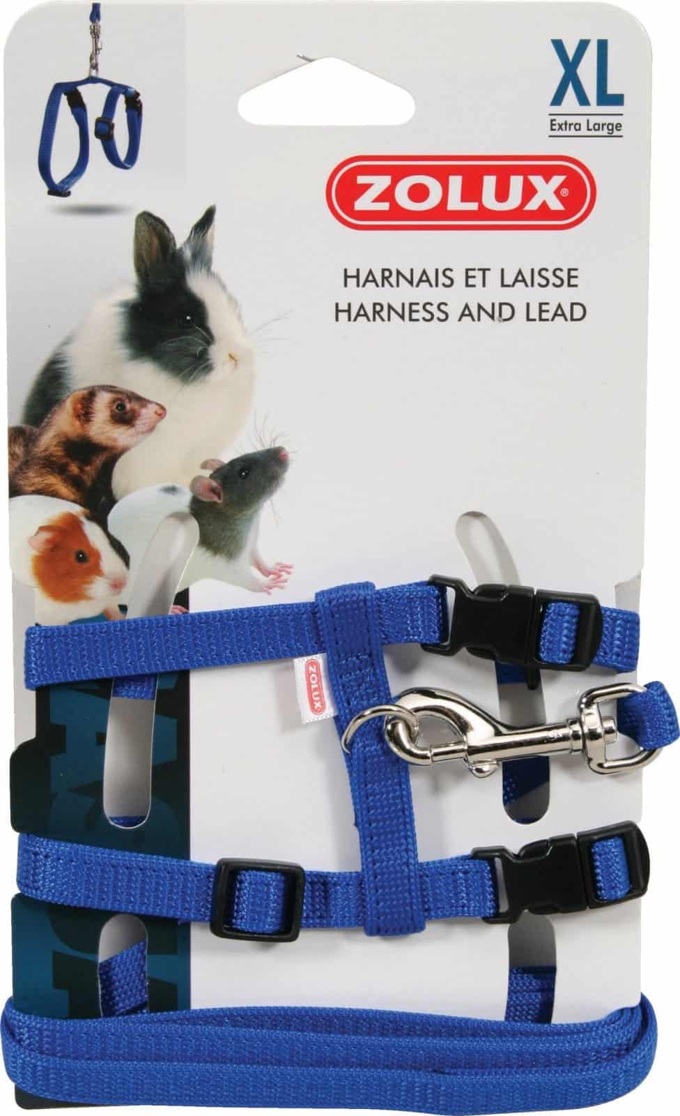 Zolux Geschirr und Leine für Kaninchen XL, Farbe Blau