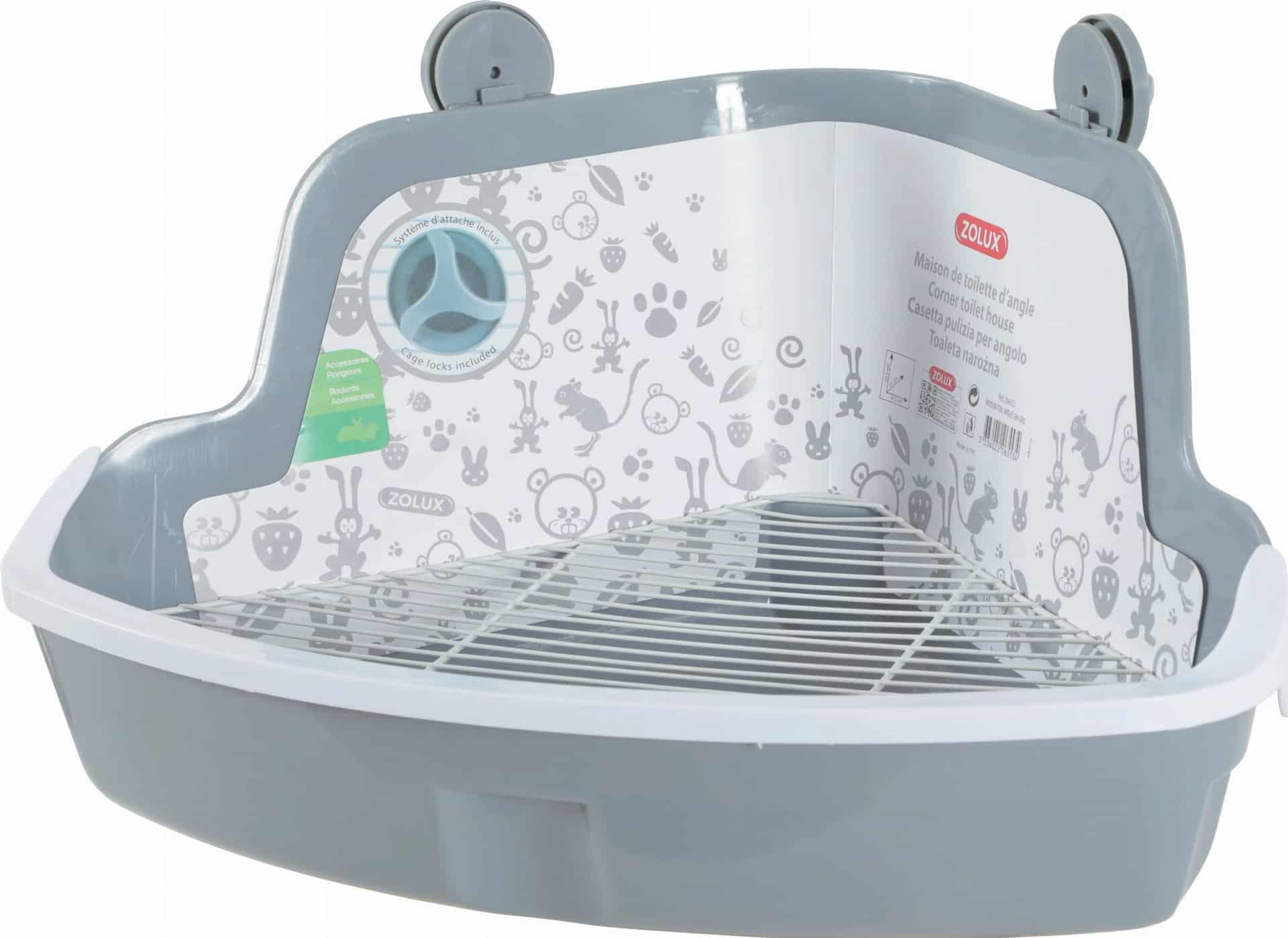 ZOLUX Ecktoilette für Nagetiere groß 415x310x205 mm grau