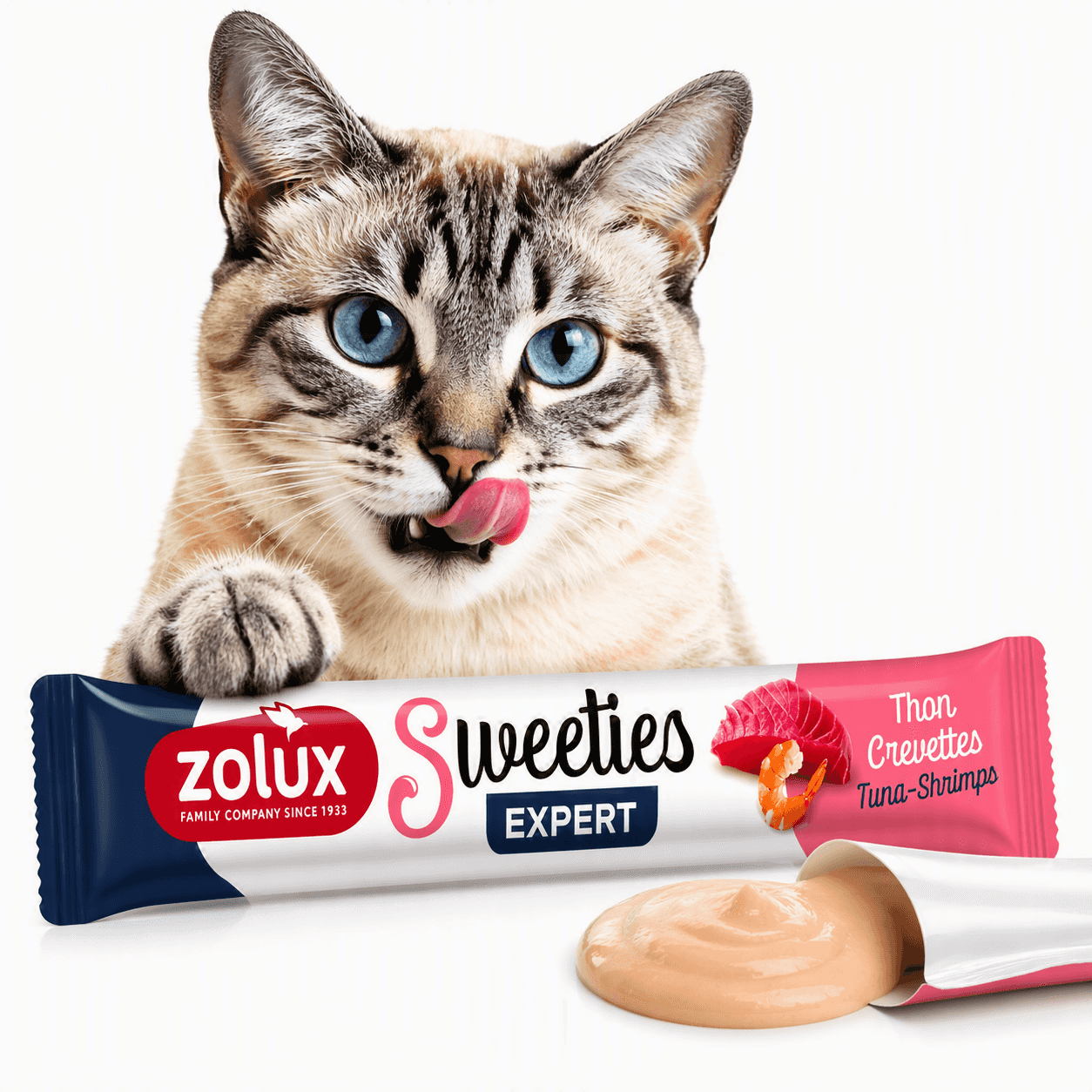 ZOLUX cremiger Katzensnack mit Thunfisch und Garnelen SWEETIES 14g