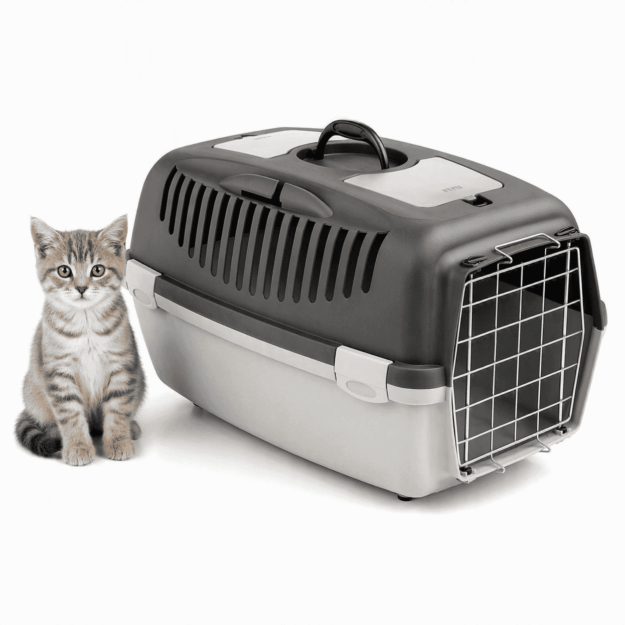 ZOLUX Transportbox für Hunde und Katzen GULLIVER 2 mit Metalltür – Farbe: Grau