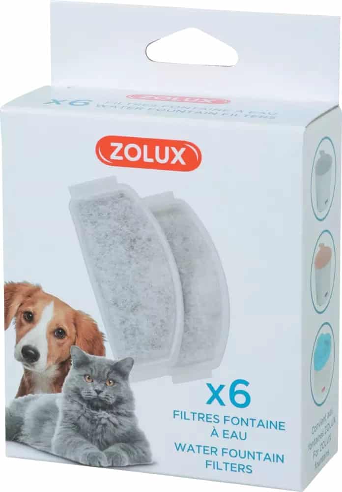 ZOLUX Filter für den Trinkbrunnen CALYPSO für Hunde und Katzen – 6 Stück