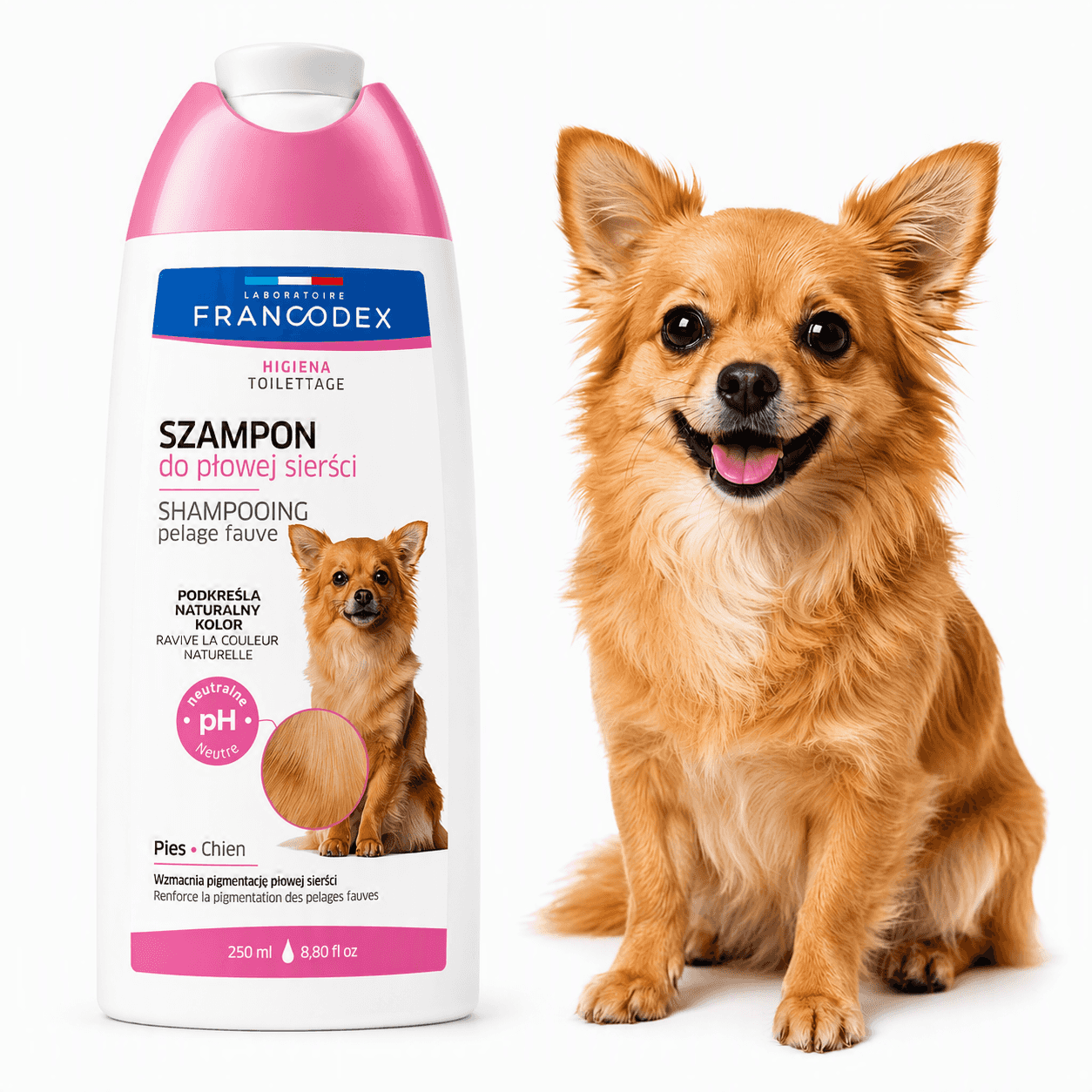 FRANCODEX PL Shampoo für Hunde mit fawn- und braunfarbenem Fell, 250 ml