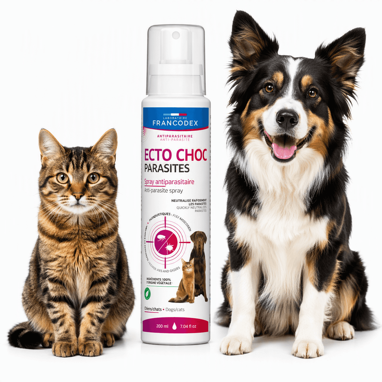 FRANCODEX Spray gegen Parasiten  für Hunde und Katzen  ECTO CHOC PARASITES DUO 200 ml