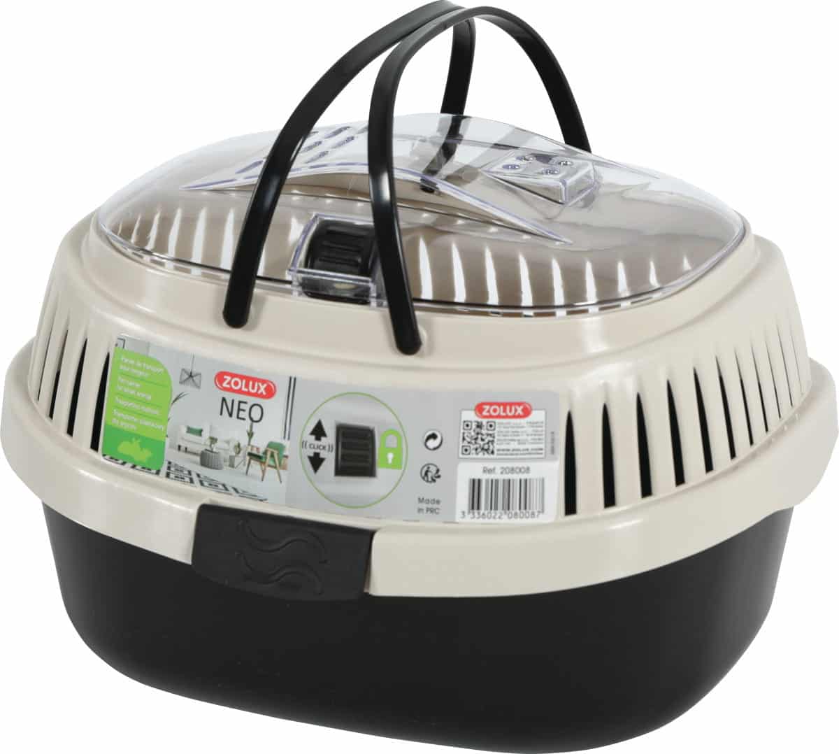 ZOLUX Transportbox für Nagetiere NEO, Farbe Schwarz/Beige