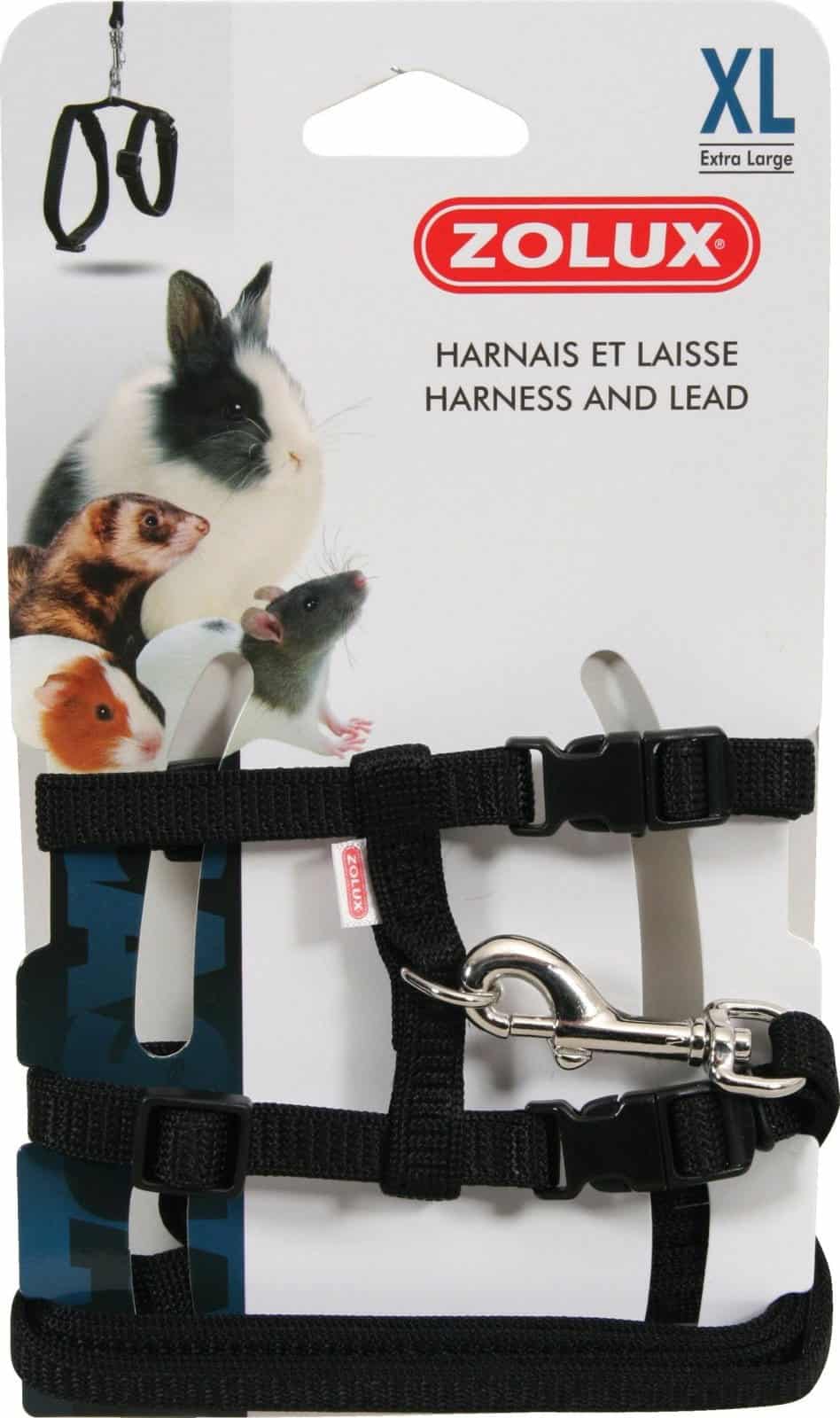 Zolux Geschirr und Leine für Kaninchen XL Farbe Schwarz