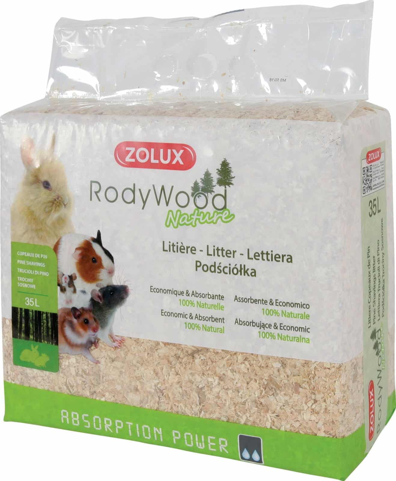 ZOLUX Einstreu – Holzspäne für Kaninchen und Nagetiere RodyWood Nature 35 l