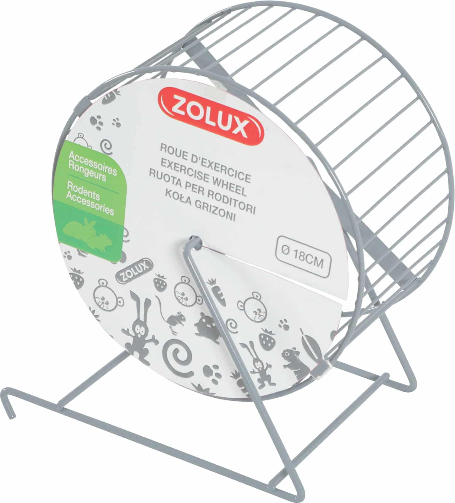ZOLUX  Laufrad aus Metall für  Nagern  18 cm, Farbe: grau