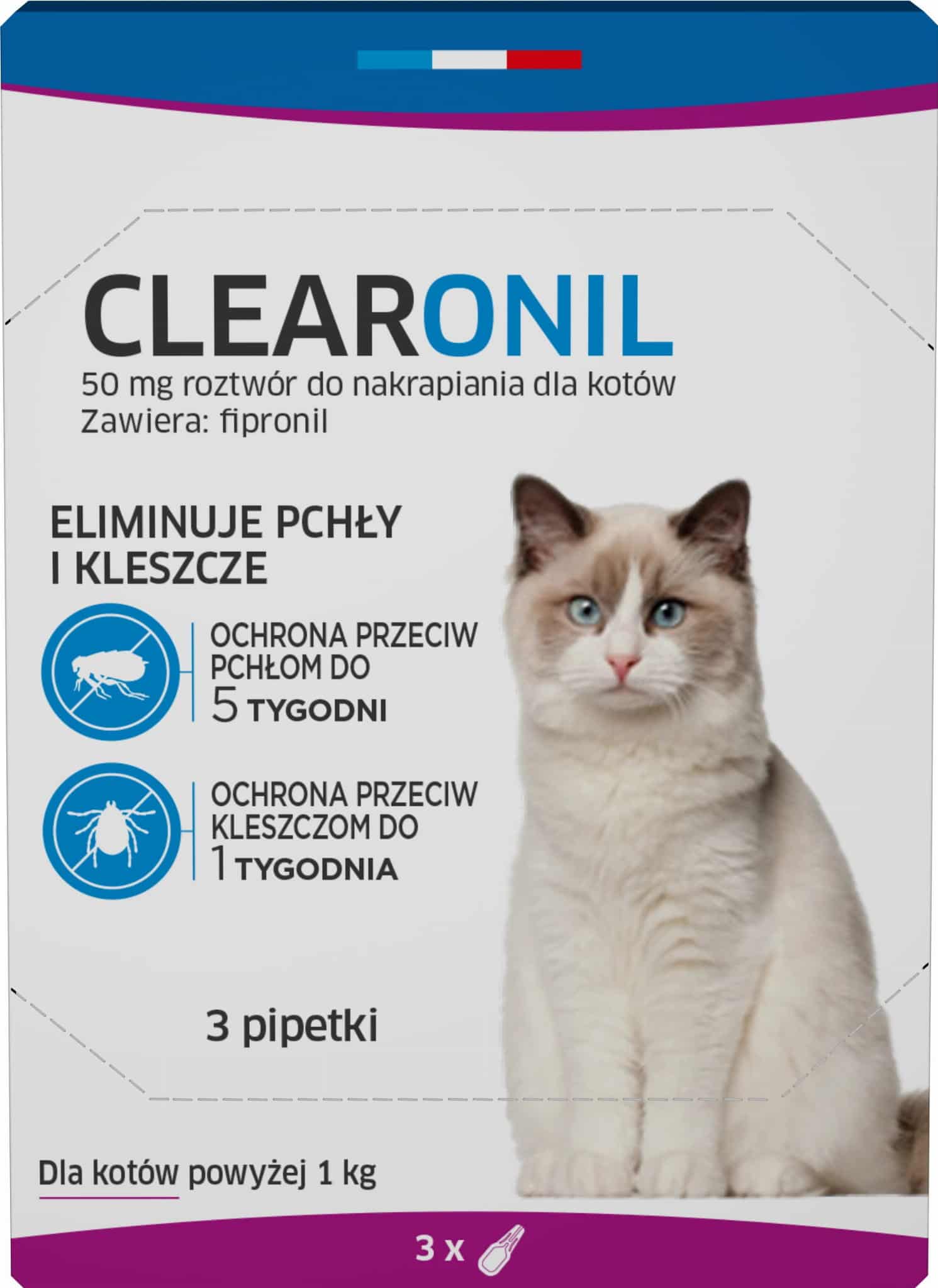 CLEARONIL Tropfen gegen Flöhe für Katzen über 1 kg – 50 mg x 3