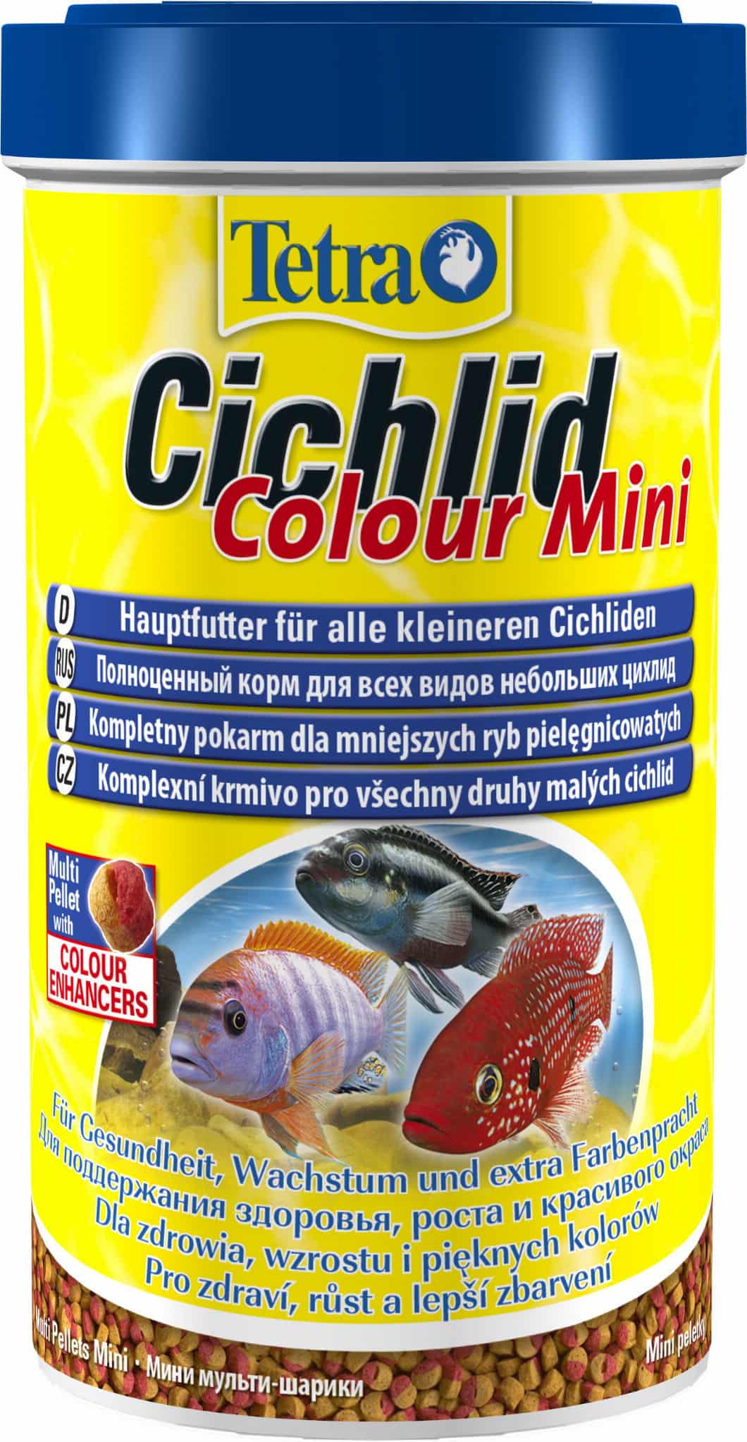 TETRA Cichlid Colour Mini Pellets 500 ml, Futter für kleine Buntbarsche.