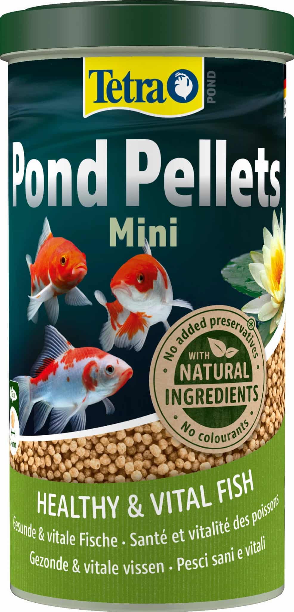 TETRA Pond Pellets Mini 1 L – Futter für Teichfische im Gartenteich, Mini-Pellets