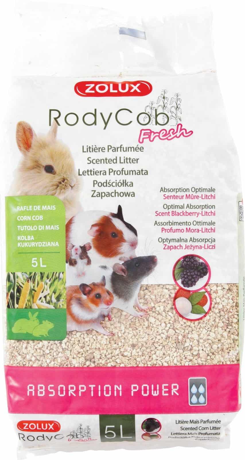 ZOLUX Einstreu für Kaninchen und Nagetiere RodyCob FRESH Brombeere-Litschi 5 l