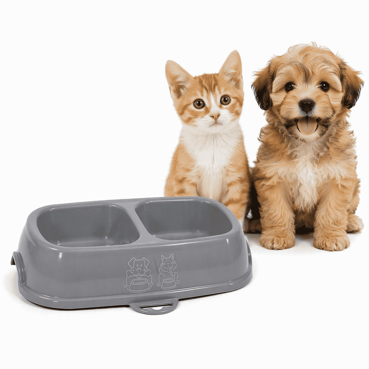 ZOLUX Rutschfeste Doppelnapf für Hunde und Katzen BREAK 13 0,2 l x 2 grau