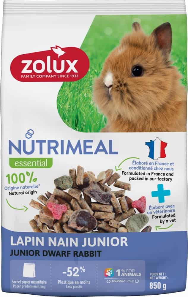 ZOLUX Mischfutter für Zwergkaninchen Junior NUTRIMEAL 4 850g