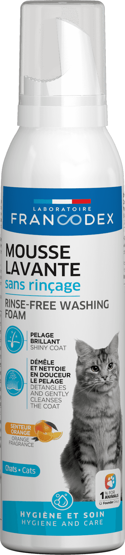 FRANCODEX Reinigungsschaum für Katzen – ohne Ausspülen, 150 ml