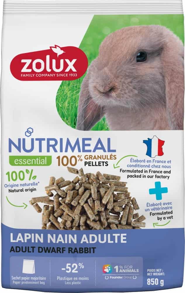 ZOLUX NUTRIMEAL Pelletfutter für Zwergkaninchen (Adult) 850 g