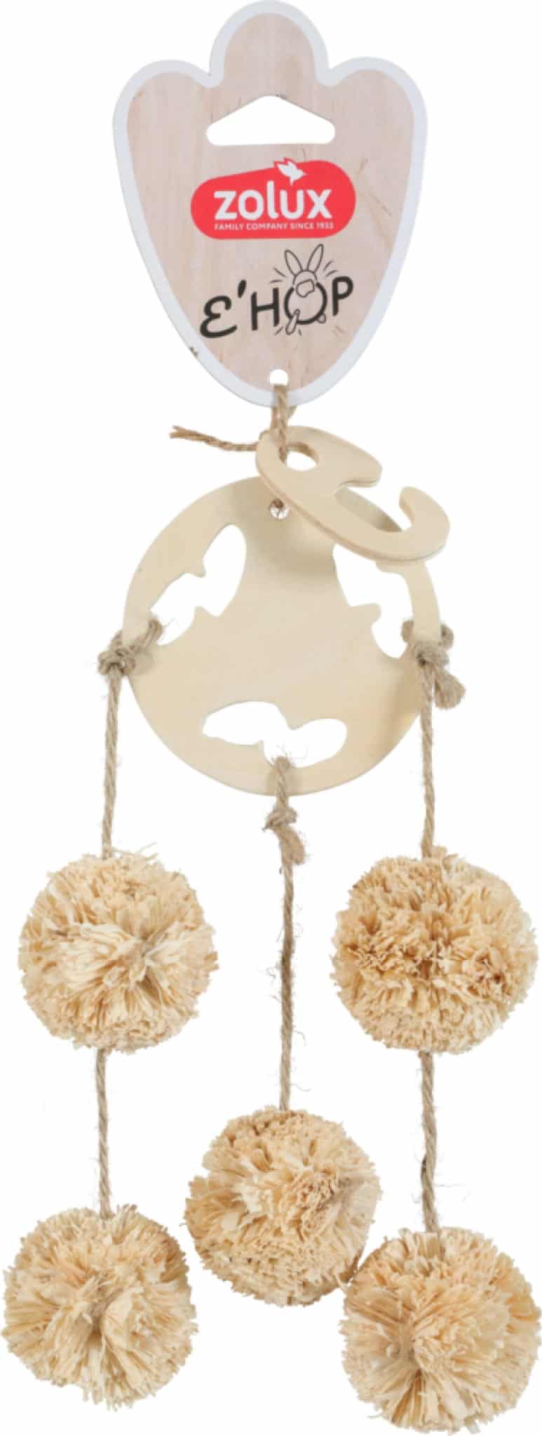ZOLUX Spielzeug für kleine Säugetiere, Girlande mit 5 Pompons, EHOP, 8 x 4 x 30 cm
