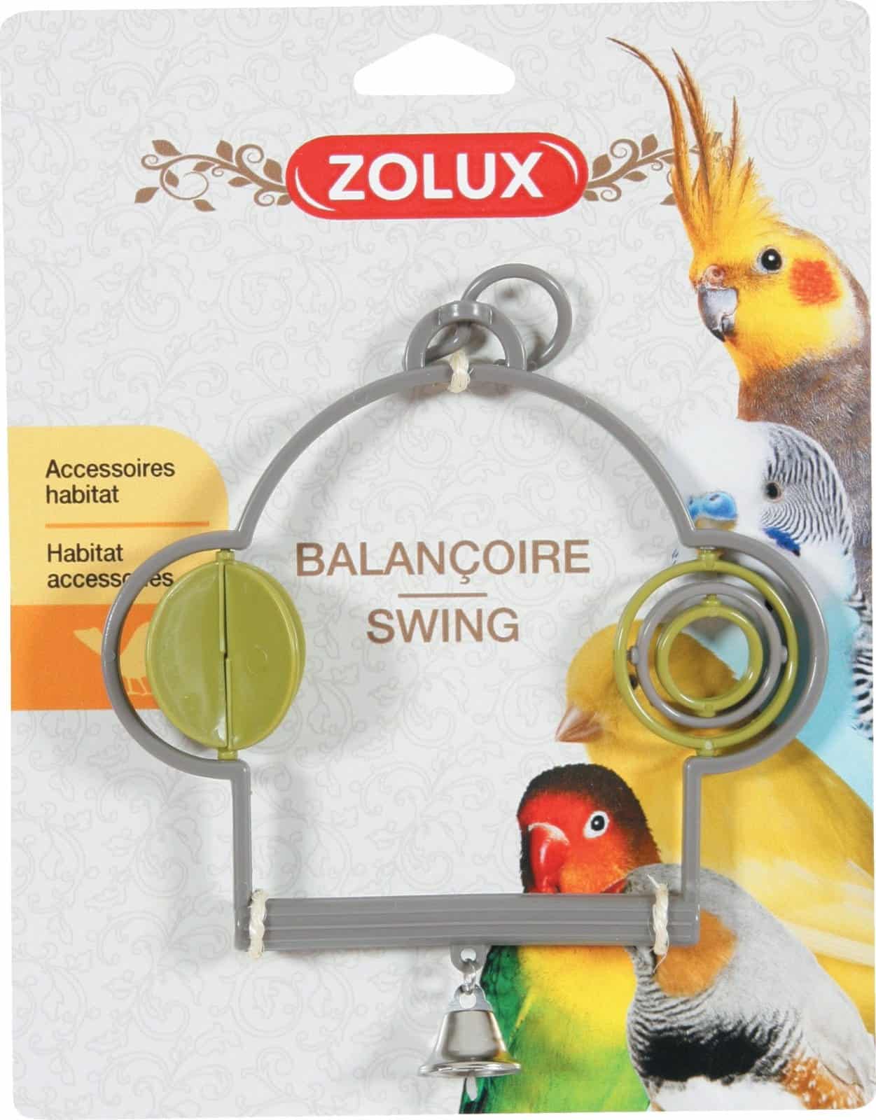 ZOLUX Vogelschaukel aus Kunststoff mit Spielzeugen und Glocke
