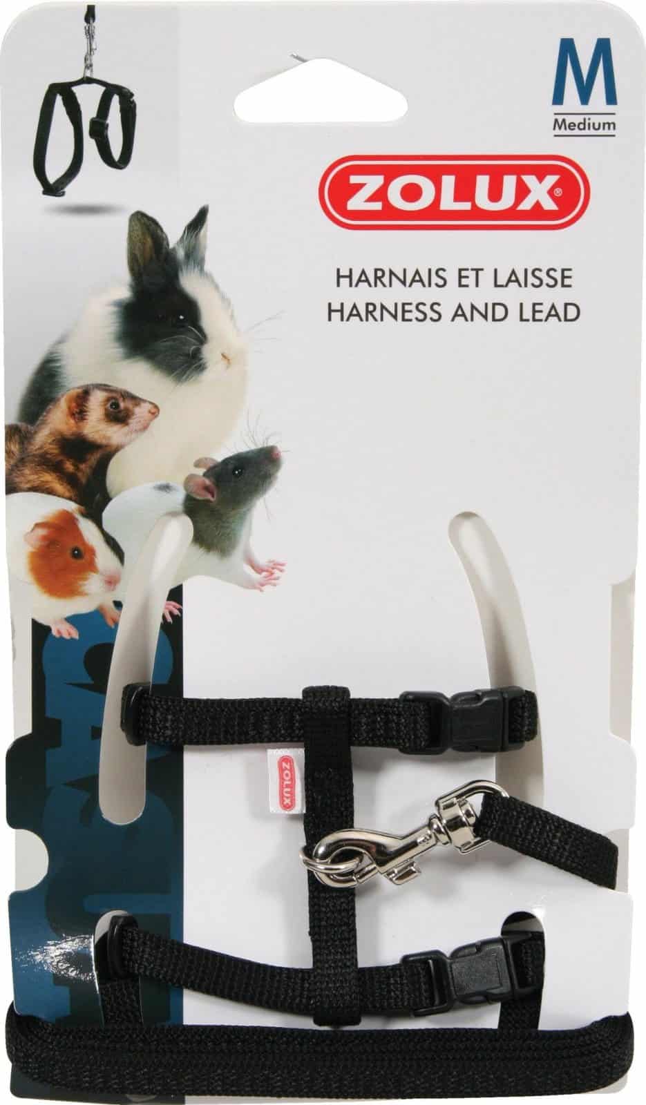 ZOLUX Geschirr und Leine für Frettchen M, Farbe Schwarz