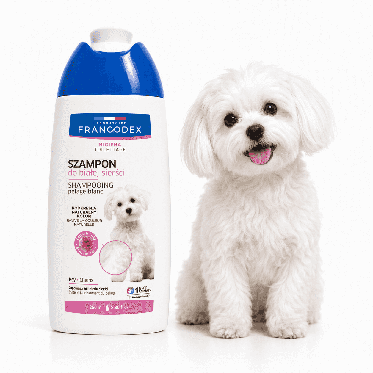 FRANCODEX PL Shampoo für Hunde mit weißem Fell, ohne Parabene, 250 ml