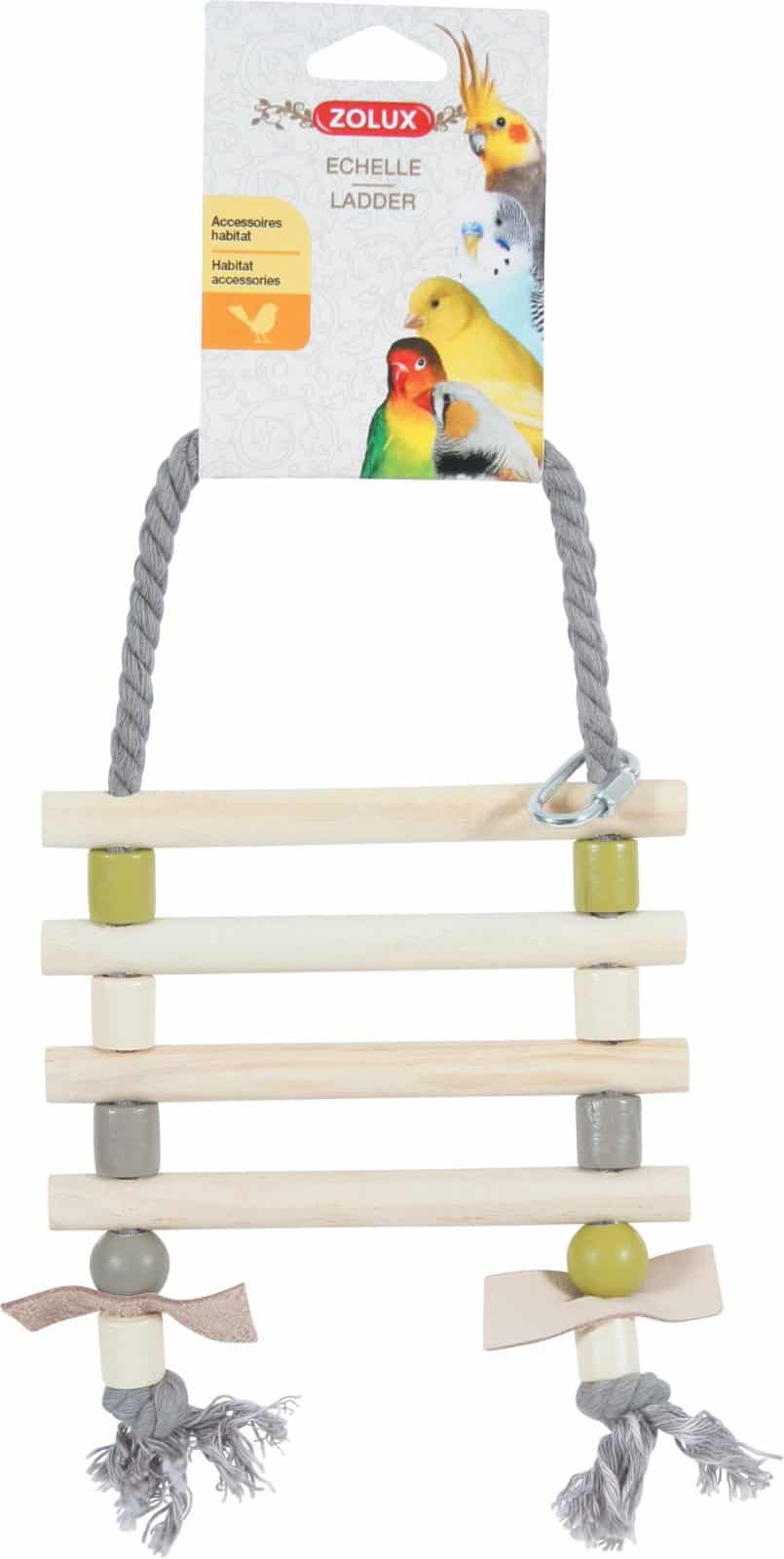 ZOLUX Vogelleiter an einem Seil mit Holzsprossen, Farbmix