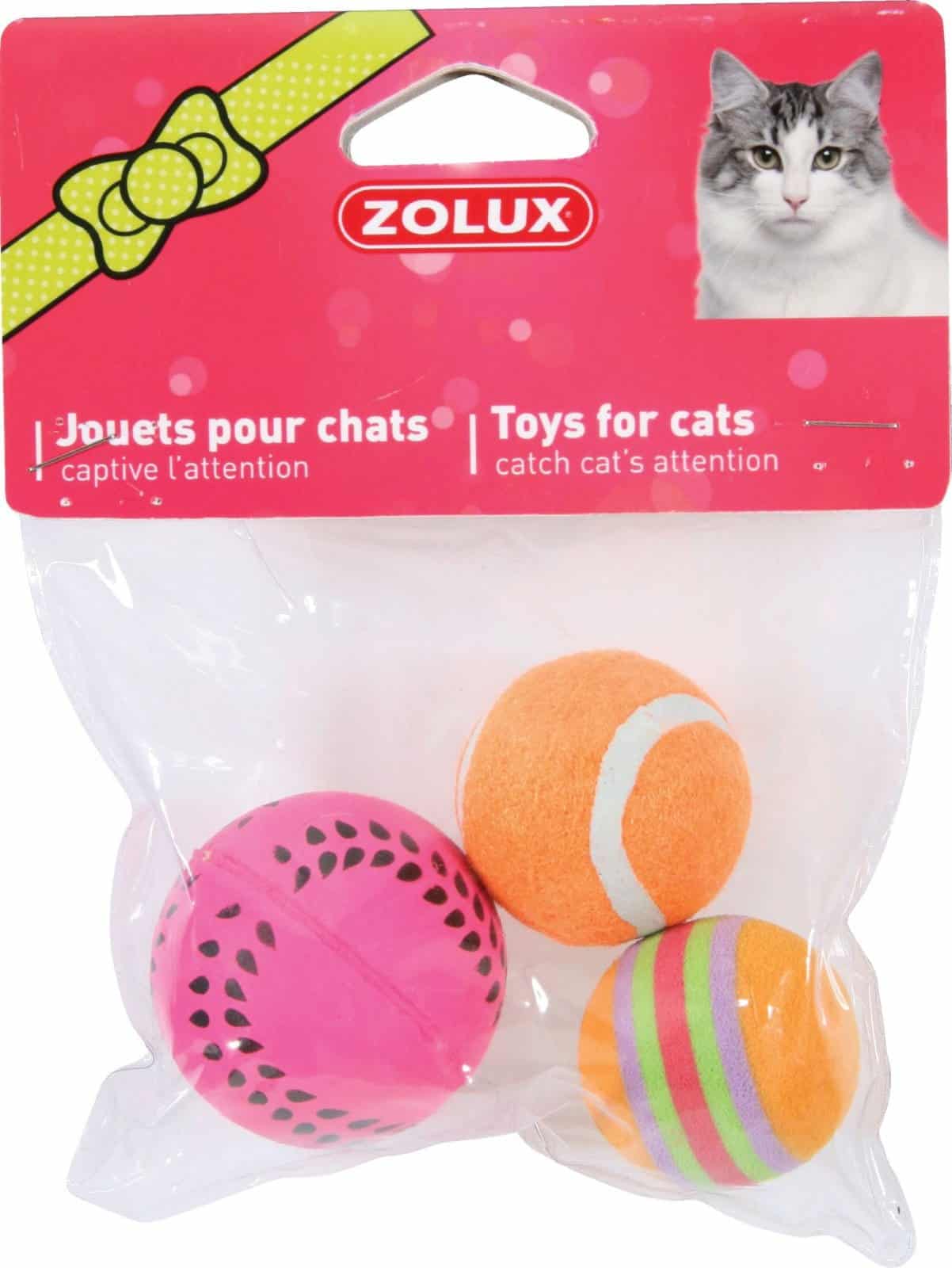 ZOLUX Katzenspielzeug-Set mit 3 verschiedenen Bällen, 4 cm