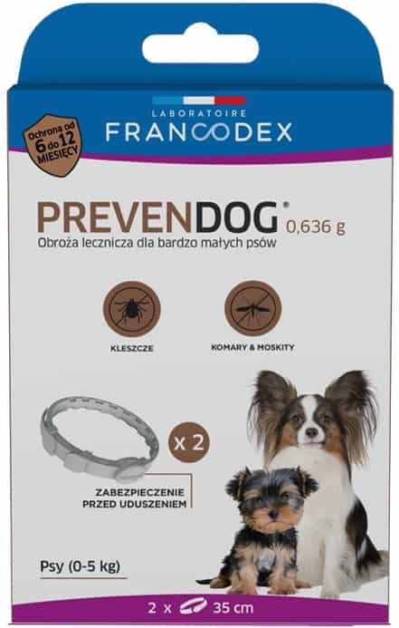 PREVENDOG Biozid-Halsband von Laboratoire Francodex – 35 cm für sehr kleine Hunde bis 5 kg (2 Stück)