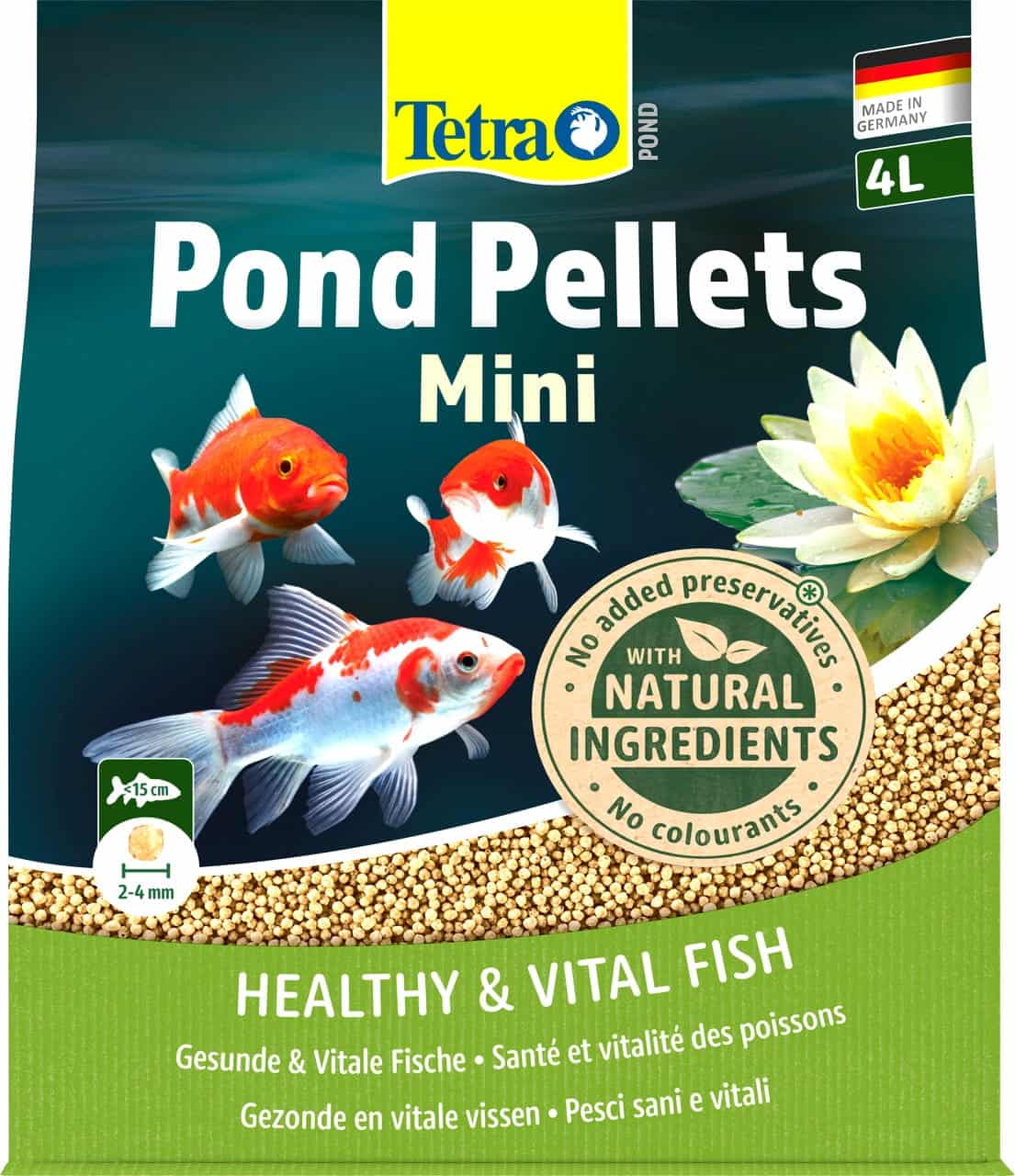TETRA Pond Pellets Mini 4 L – Futter für Teichfische im Gartenteich, Mini-Pellets