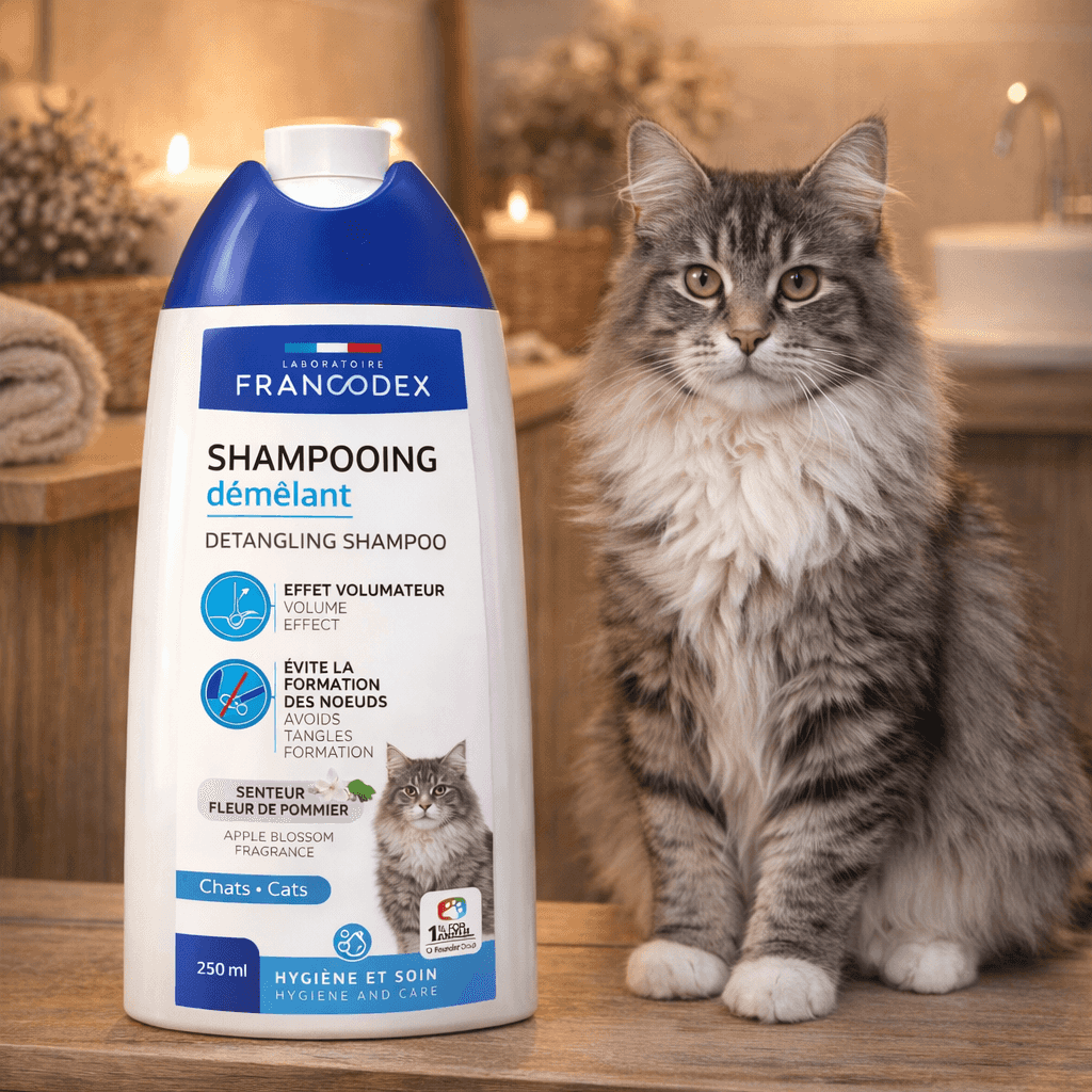 FRANCODEX Katzenshampoo 2-in-1 – erleichtert das Entwirren, 250 ml