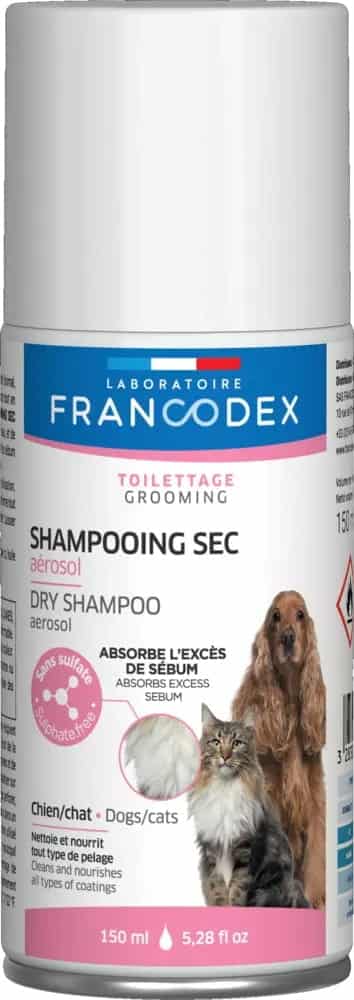 FRANCODEX Trockenshampoo für Hunde und Katzen mit Jojobaöl, 150 ml