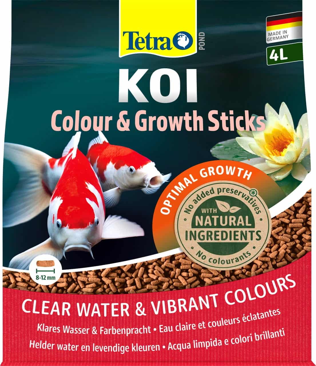 TETRA Pond KOI Sticks 4 L – Futter für Koi-Karpfen im Gartenteich.
