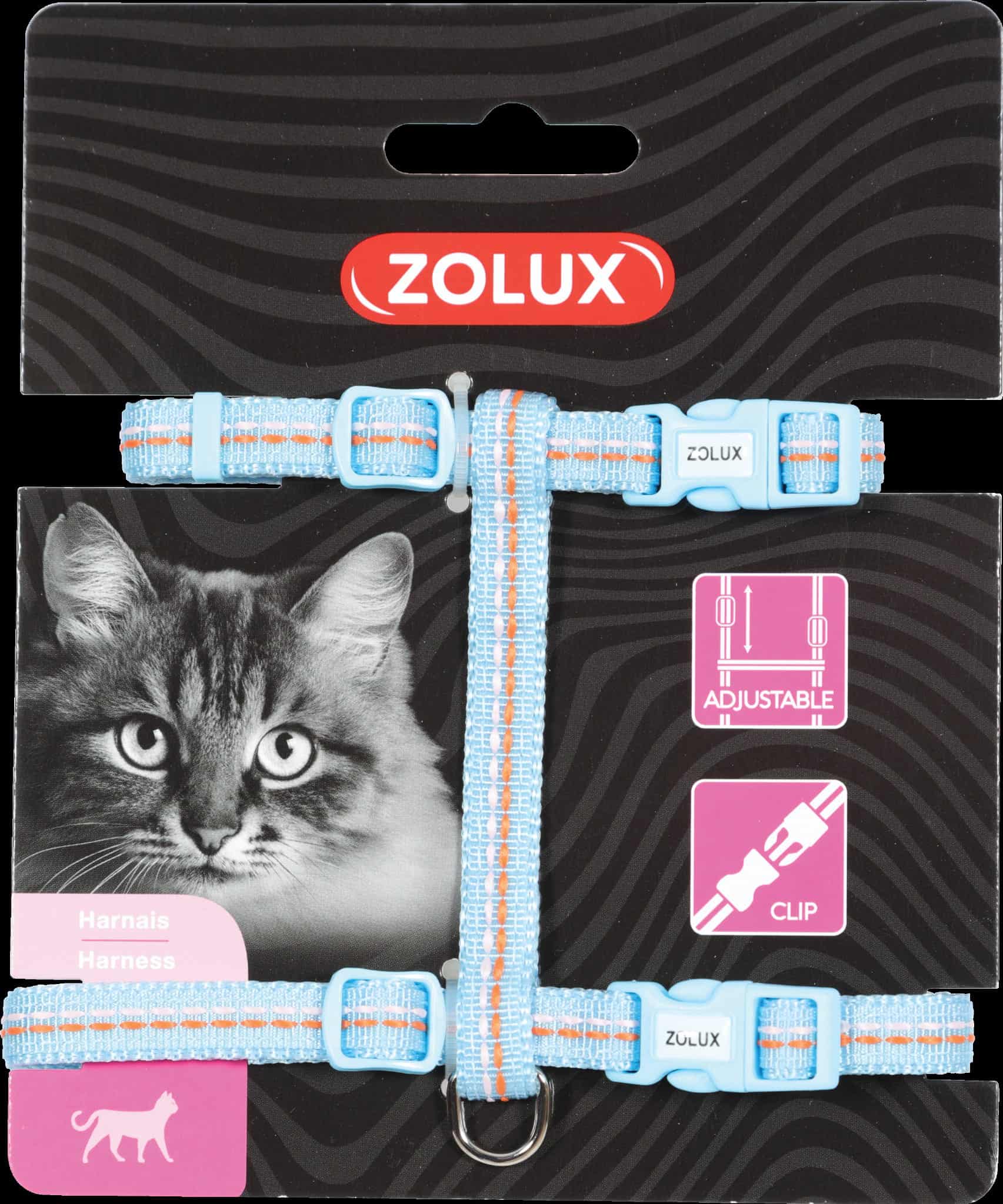 ZOLUX Verstellbares Katzengeschirr aus Nylon TEMPO, Farbe: Blau