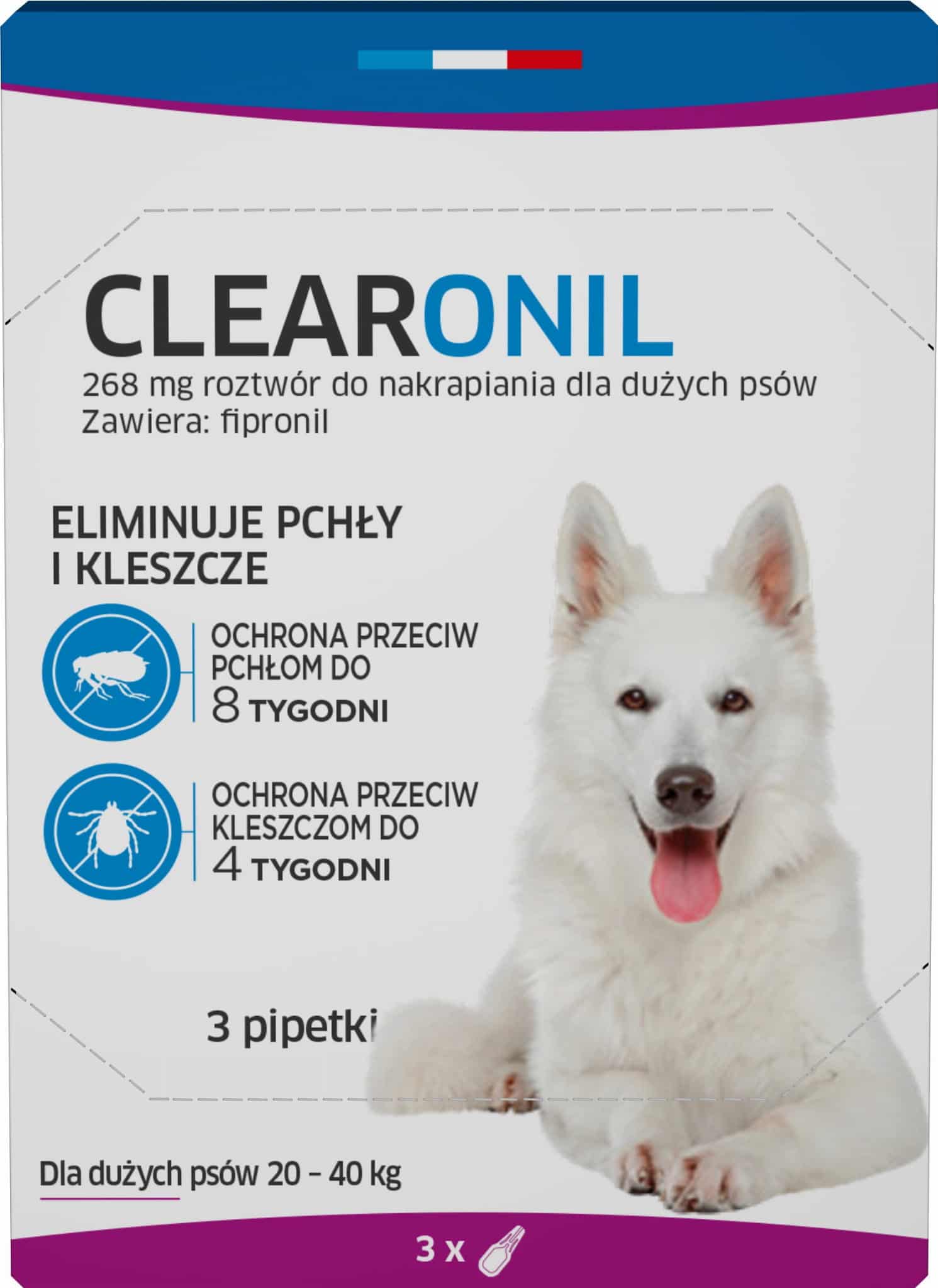 CLEARONIL Tropfen gegen Flöhe für große Hunde (20–40 kg) – 268 mg x 3