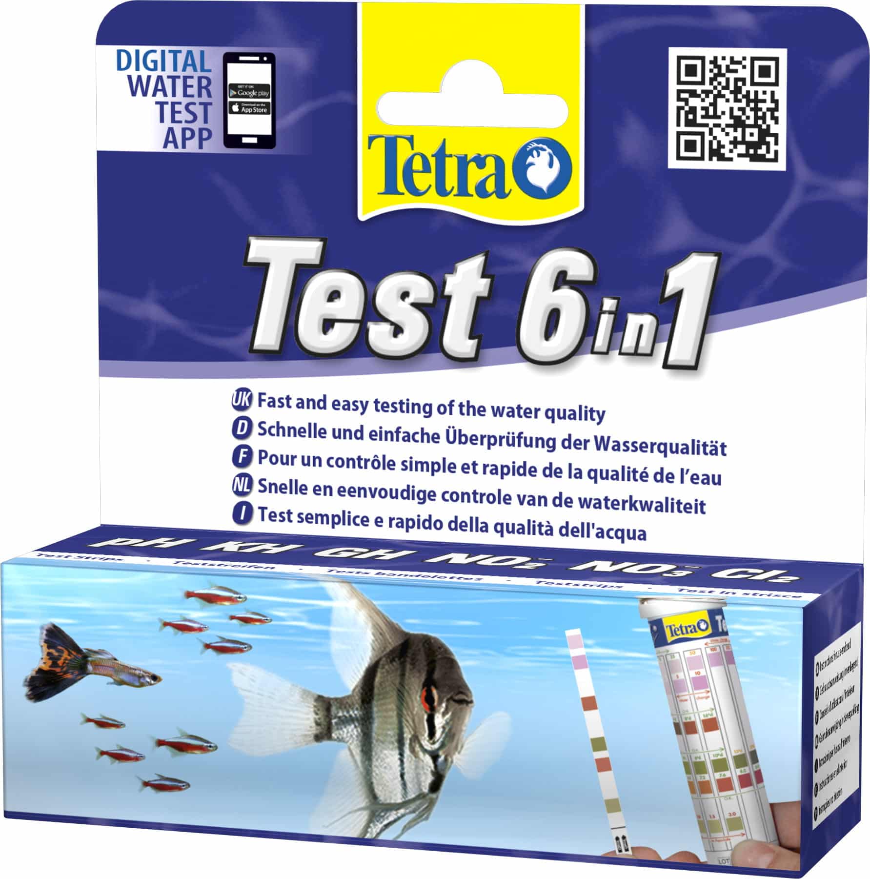 TETRA Test 6in1 25 Stück, schnelle Kontrolle der Wasserqualität im Aquarium