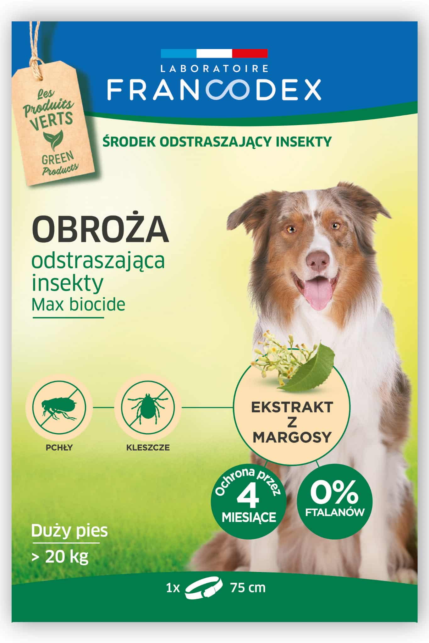 FRANCODEX Insektenabwehr-Halsband für Hunde über 20 kg – 75 cm