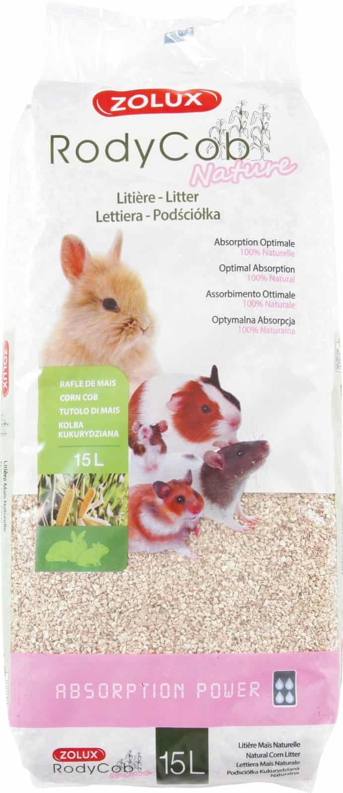 ZOLUX Einstreu für Kaninchen und Kleinsäuger – pflanzlich RodyCob NATURE 15 l