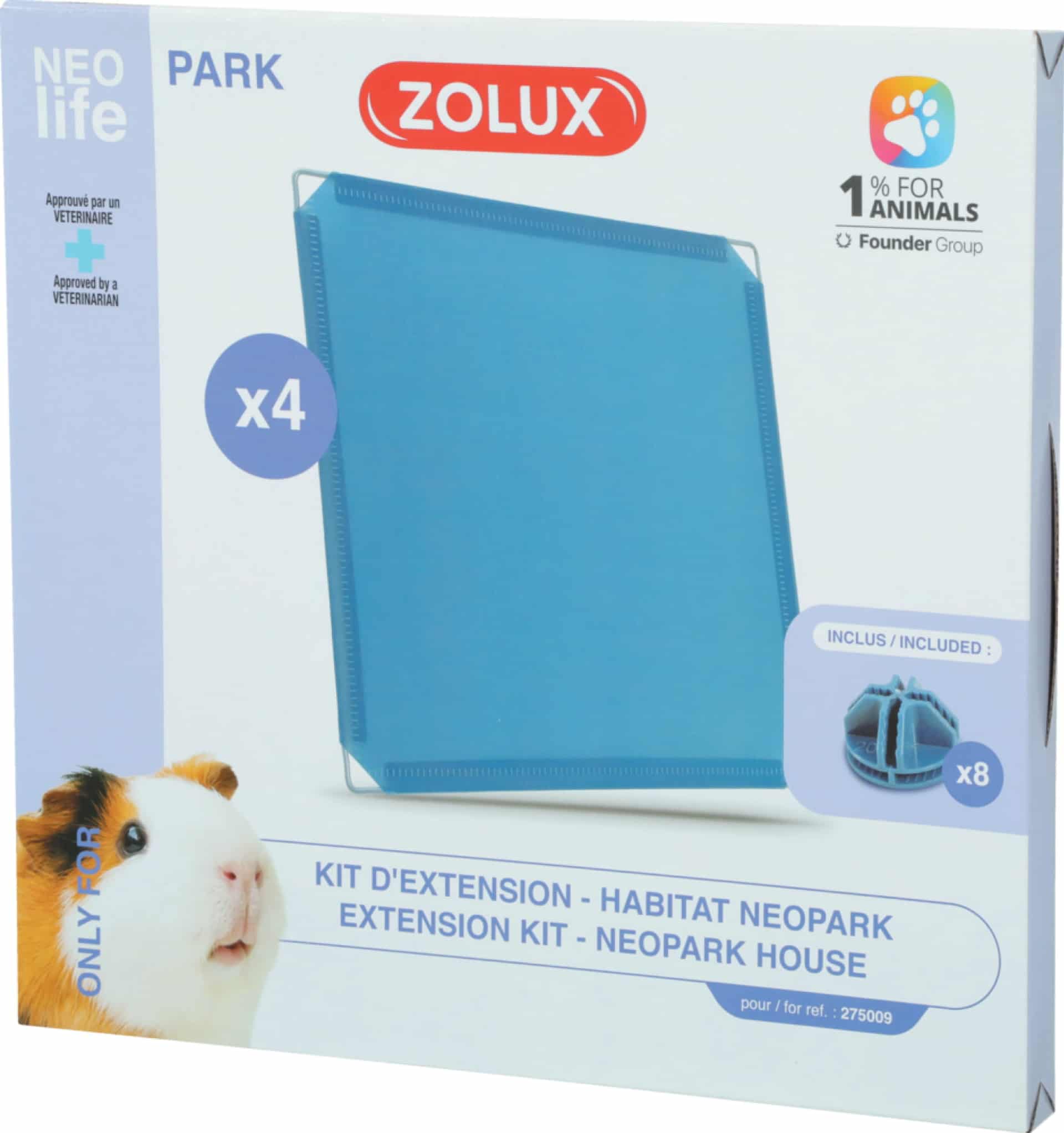 ZOLUX Geschlossene Paneele für den Neopark-Auslauf für Meerschweinchen – 4 Stück, blau