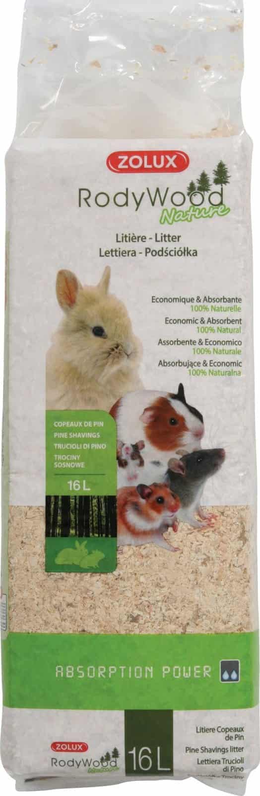 ZOLUX Einstreu – Holzspäne für Kaninchen und Nagetiere RodyWood Nature 16 l