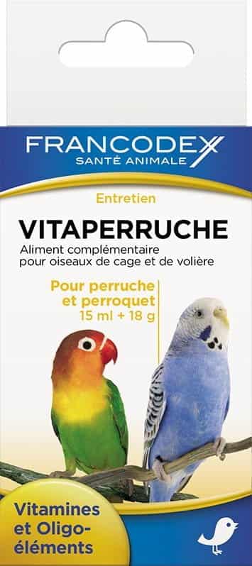 FRANCODEX Vitamine für Papageien, Verbesserung des Gefieders 15 ml + 18 g