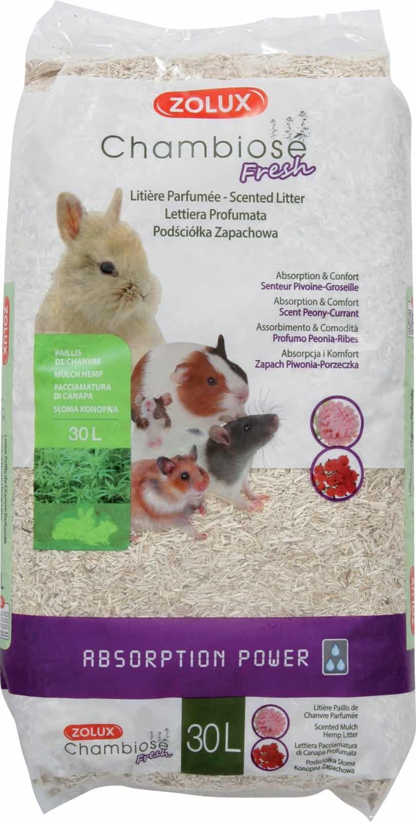 ZOLUX Einstreu für Kaninchen und Nagetiere Chambiose Fresh 30 l – Johannisbeere