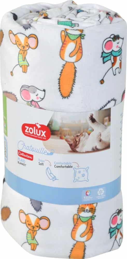 ZOLUX Katzenplaid CHATOUILLE mit Katzen- und Mäusemotiv 152,5 x 74 cm