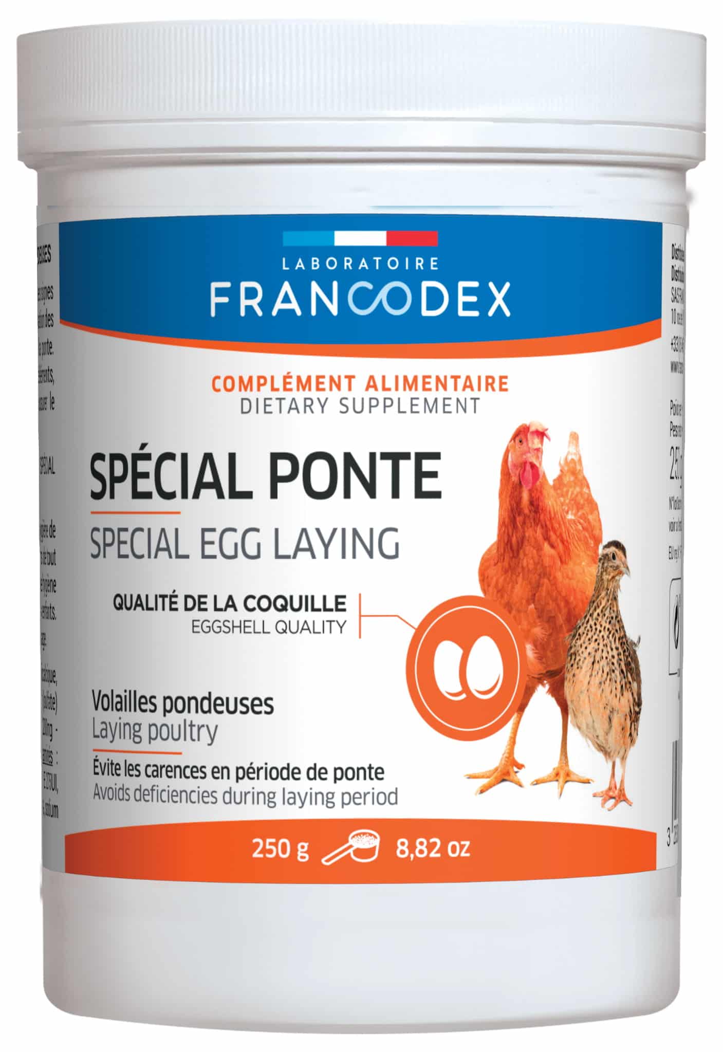 FRANCODEX Unterstützung der Eierproduktion für Legehennen mit Kalzium Egg production 400g