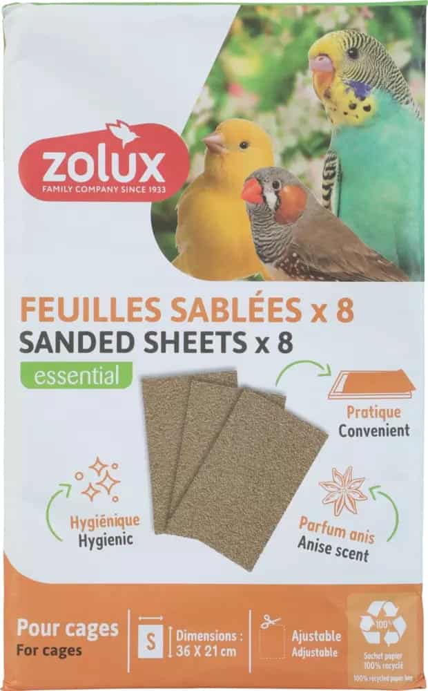 ZOLUX Sandmatte Sandpapier für Vögel S 36x21 cm x8