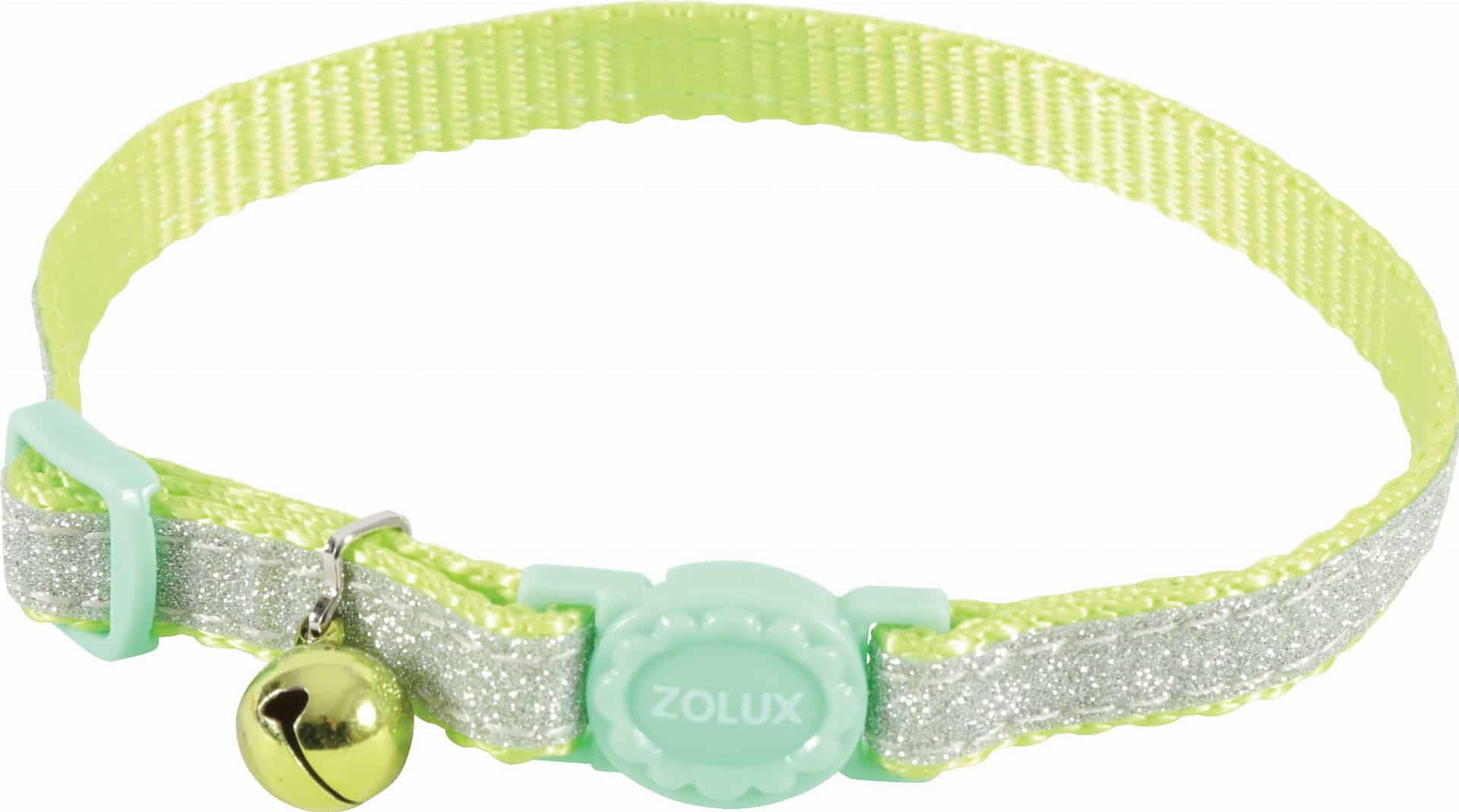 ZOLUX Verstellbares Nylon-Katzenhalsband SHINY, Farbe Grün