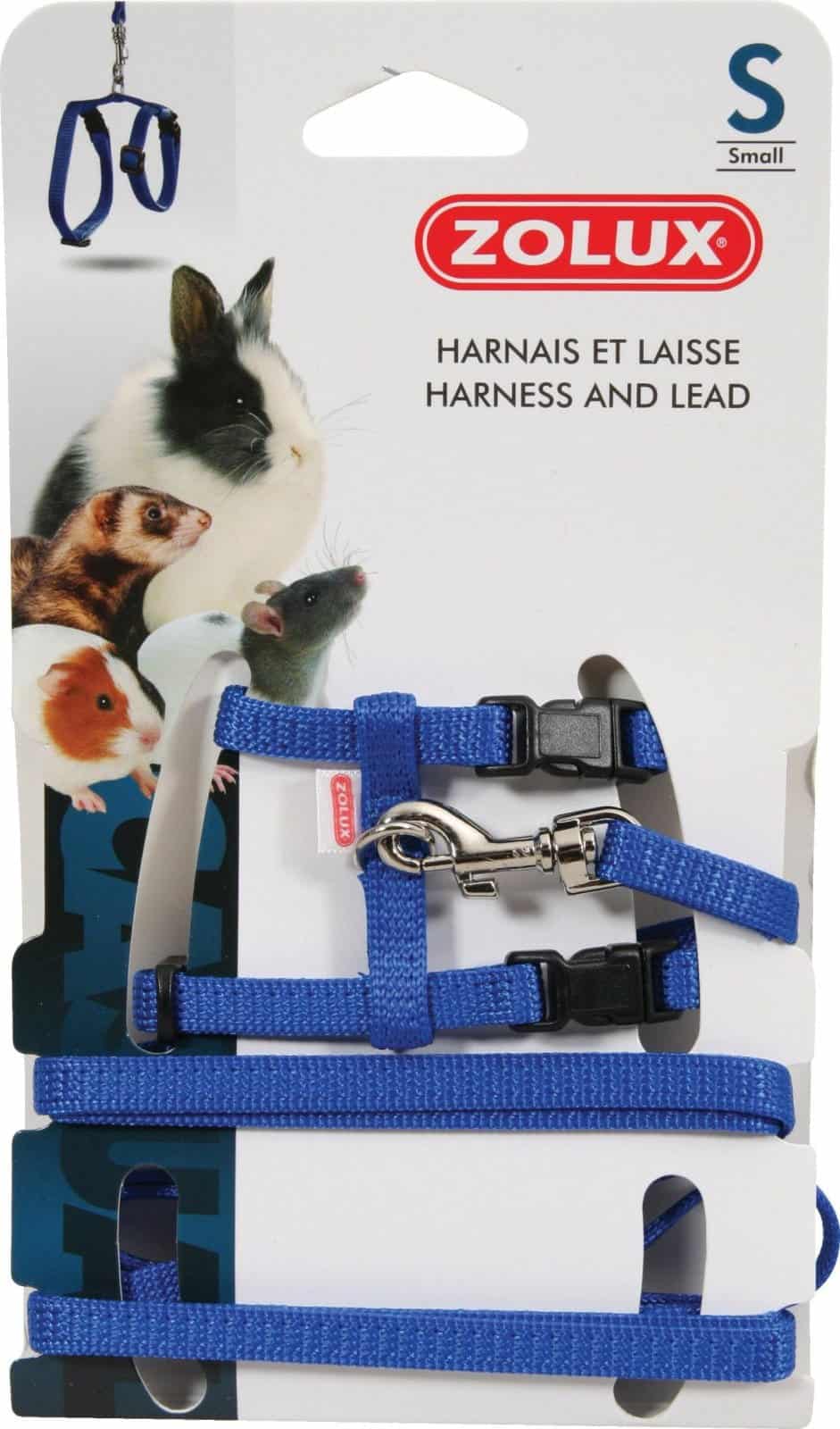 Zolux Geschirr und  Leine für Ratten S blau