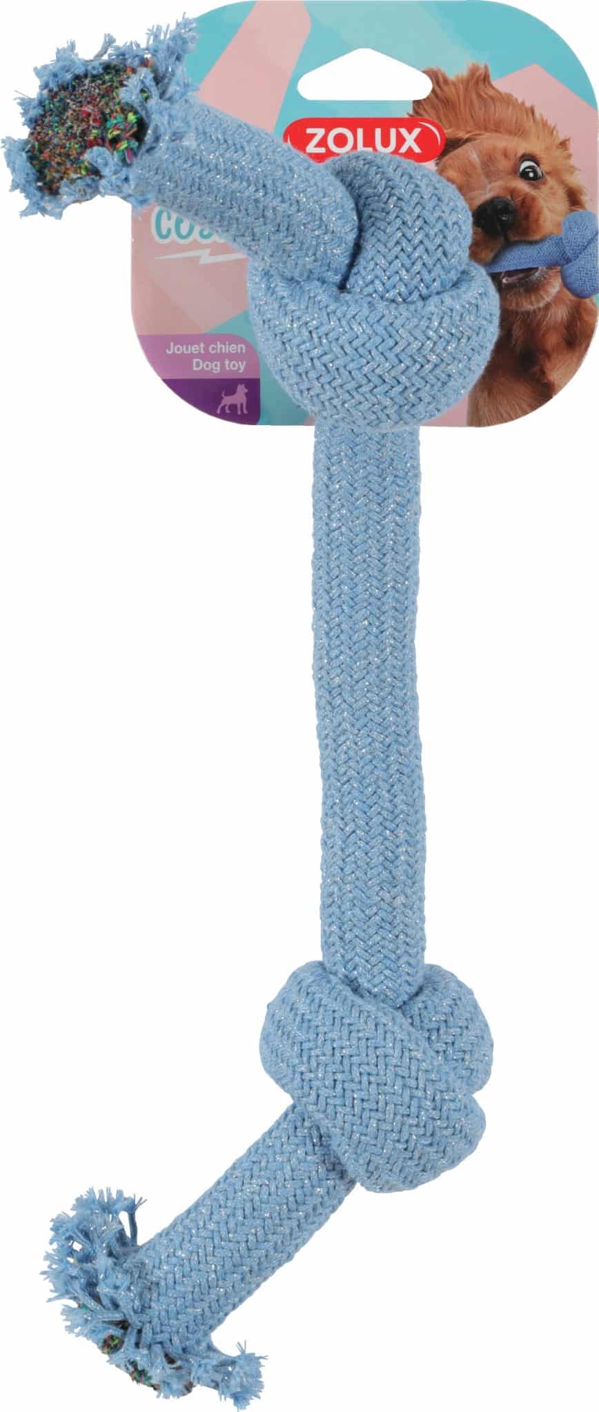 Zolux Hundespielzeug aus Seil mit 2 Knoten COSMIC, 35 cm