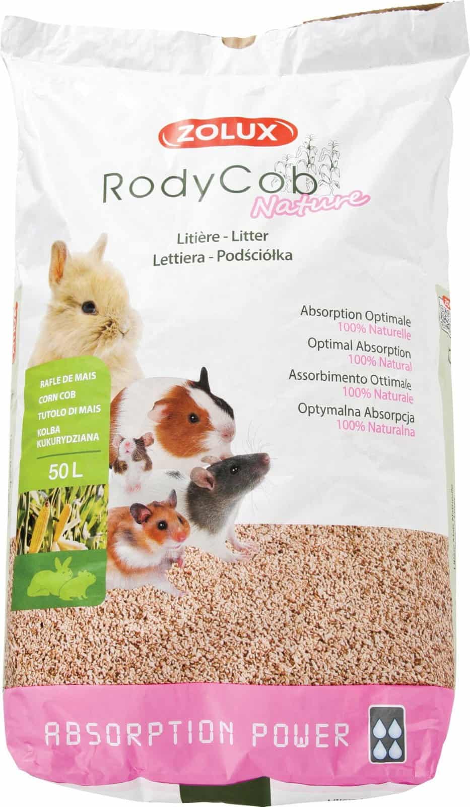 ZOLUX Einstreu für Kaninchen und Kleinsäuger – pflanzlich RodyCob NATURE 50 l