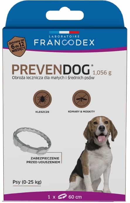 FRANCODEX PL Zeckenhalsband PREVENDOG 60 cm für Hunde bis 25 kg – 1 Stück