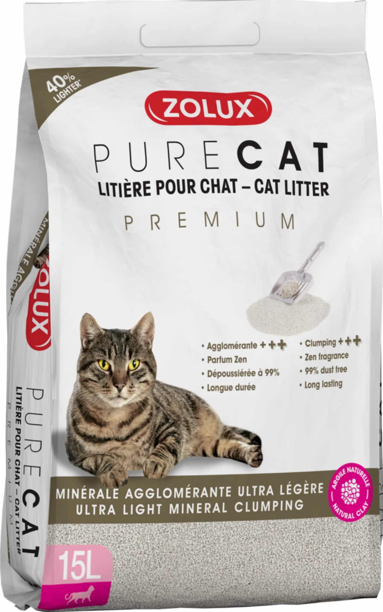 ZOLUX Mineral-Klumpstreu für Katze PURECAT Premium 15 l