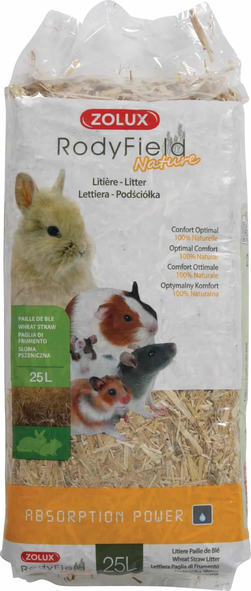 ZOLUX Naturstreu für Nagetiere und Kleinsäuger RodyField 25 l